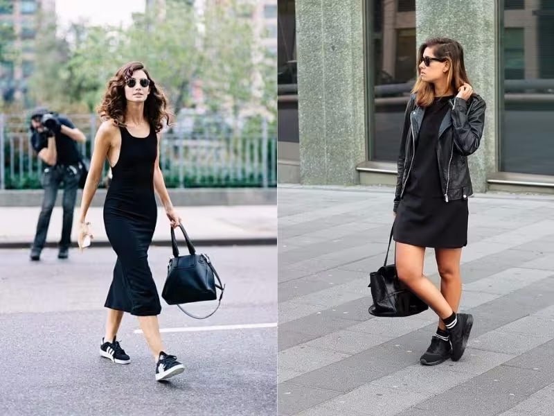 12 ways to coordinate outfits with black women's sneakers that are extremely fashionable and simple - Celidior