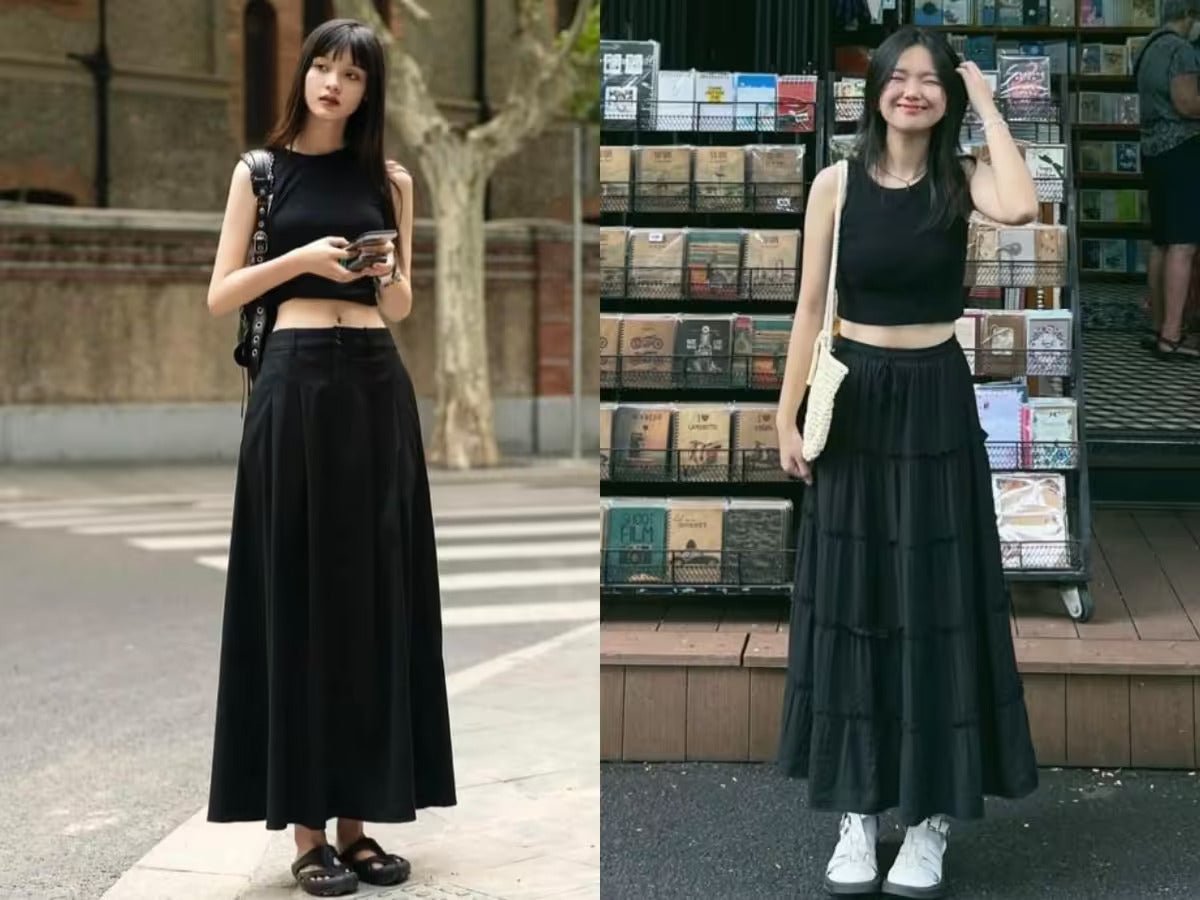 Tips for coordinating women's black t-shirts with pants and skirts: 12+ standard formulas - Celidior