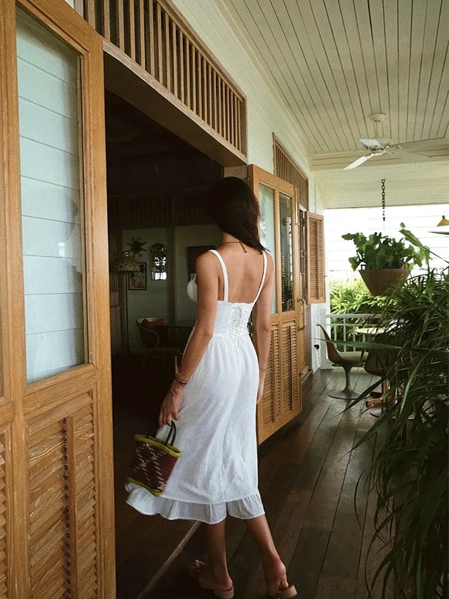 Aanana Slip Sexy Open Back High Waisted Dress