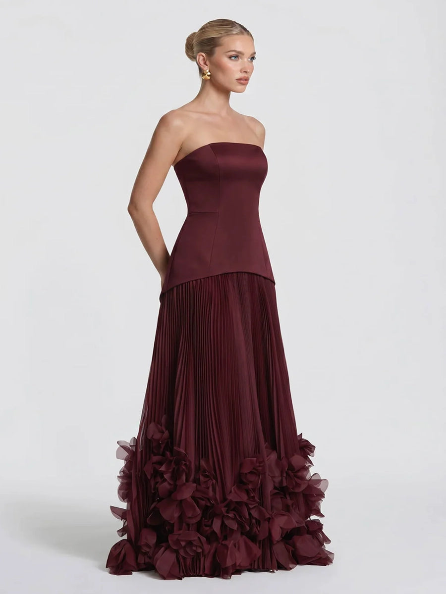Adela Three-dimensional Petal Style Strapless Dress