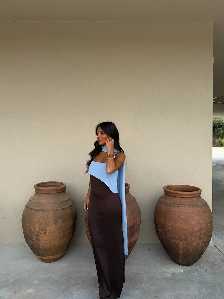 Adiva Loose-Fitting Casual Ribbons Strap Maxi Dress