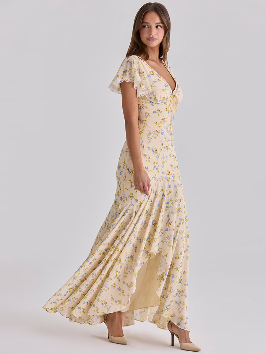Aduere V-Neck Long Flowing Maxi Dress