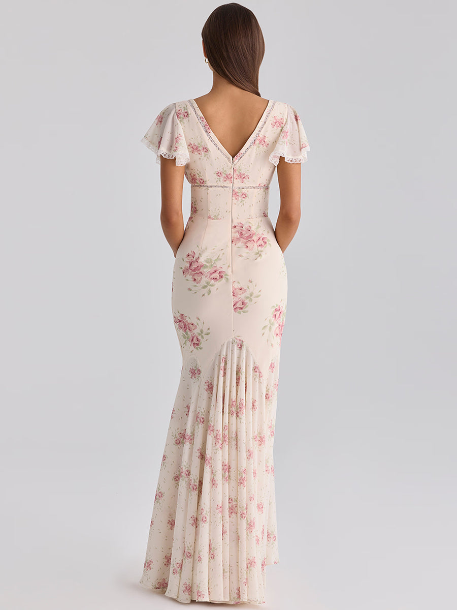 Aduere V-Neck Long Flowing Maxi Dress