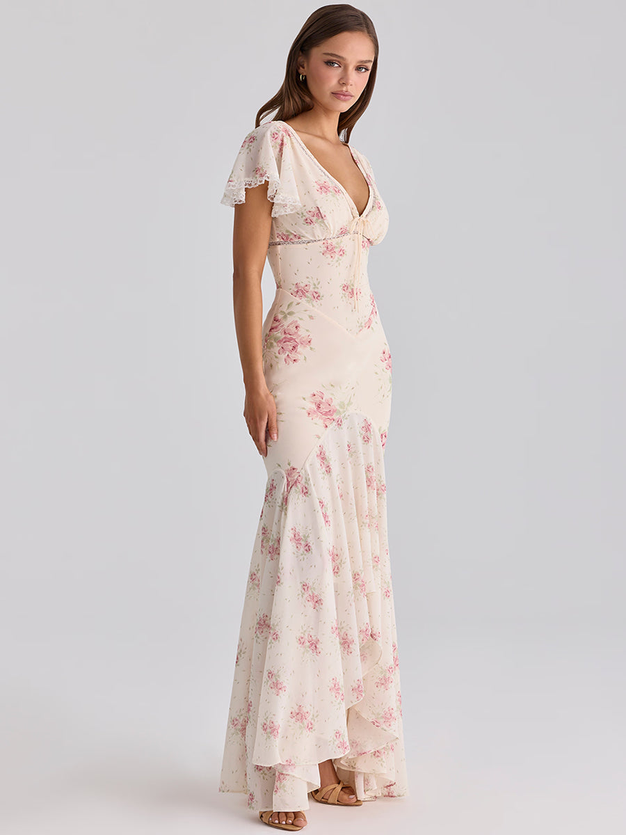 Aduere V-Neck Long Flowing Maxi Dress