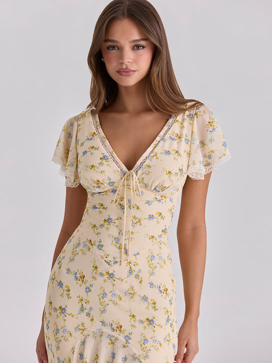 Aduere V-Neck Long Flowing Maxi Dress