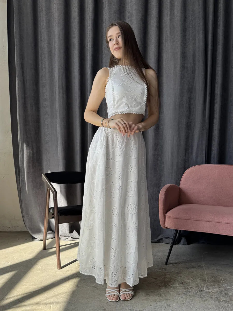 Aige Vest And Lace Skirt Set
