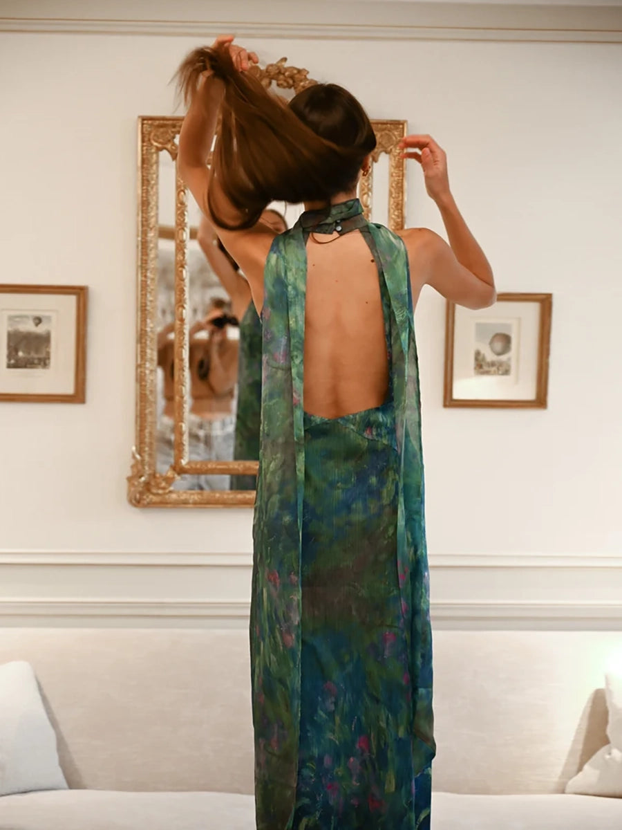 Albeat Fashion Halter Ribbon Backless Maxi Dress