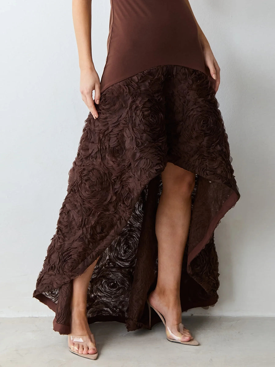 Alitha Elegant Spliced Round Neck Sleeveless Dress