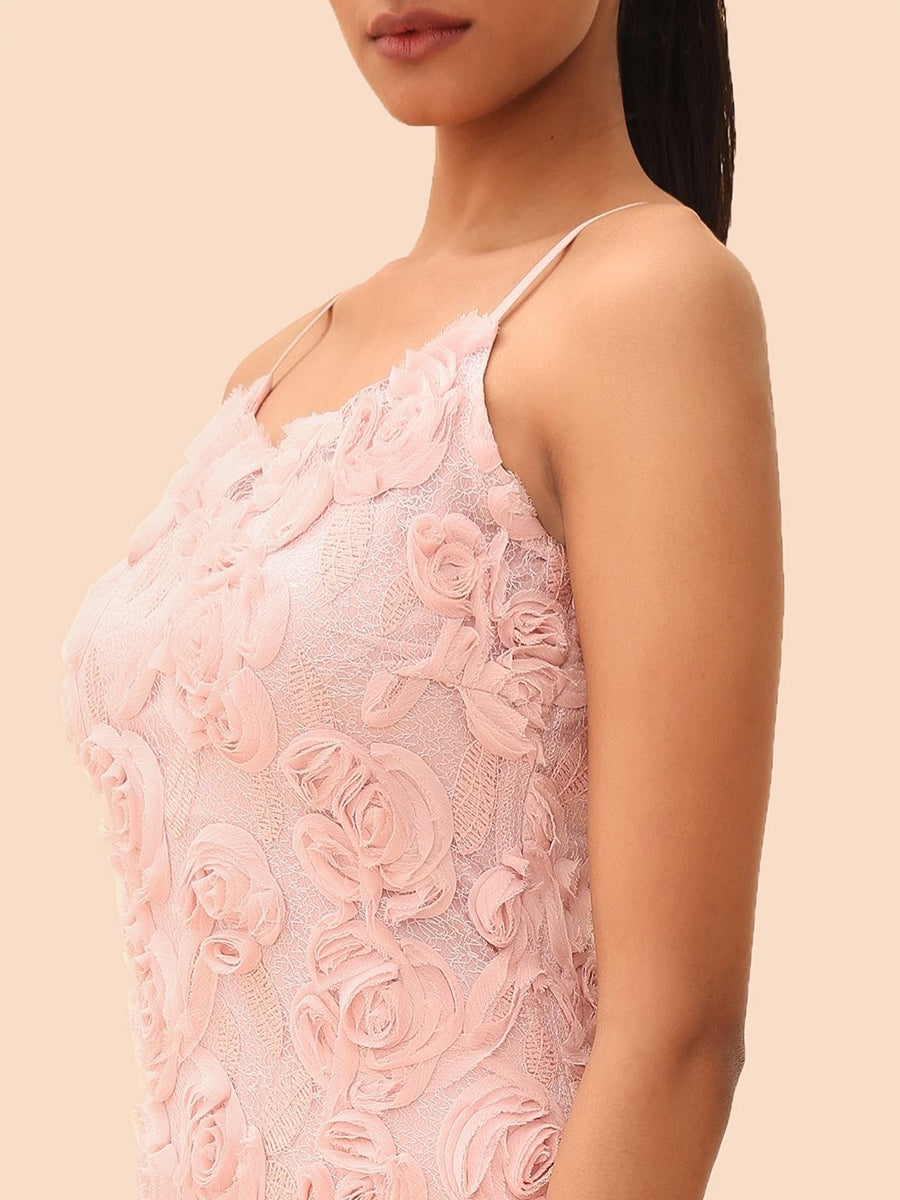 Anatella 3D Flower Chiffon Patchwork Maxi Dress