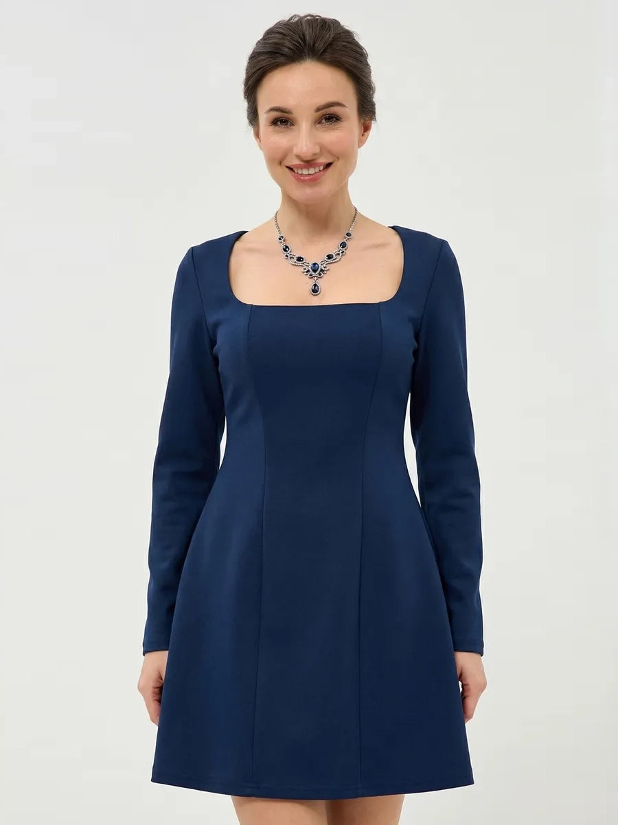 Andra Slim Fit Square Collar Long Sleeve Dress