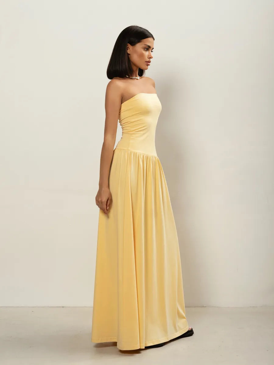 Astrid Strapless Pleated Evening Dress