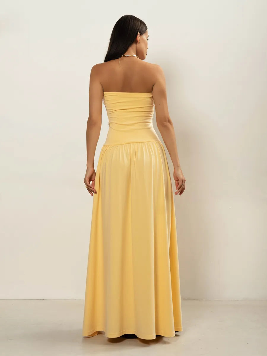Astrid Strapless Pleated Evening Dress