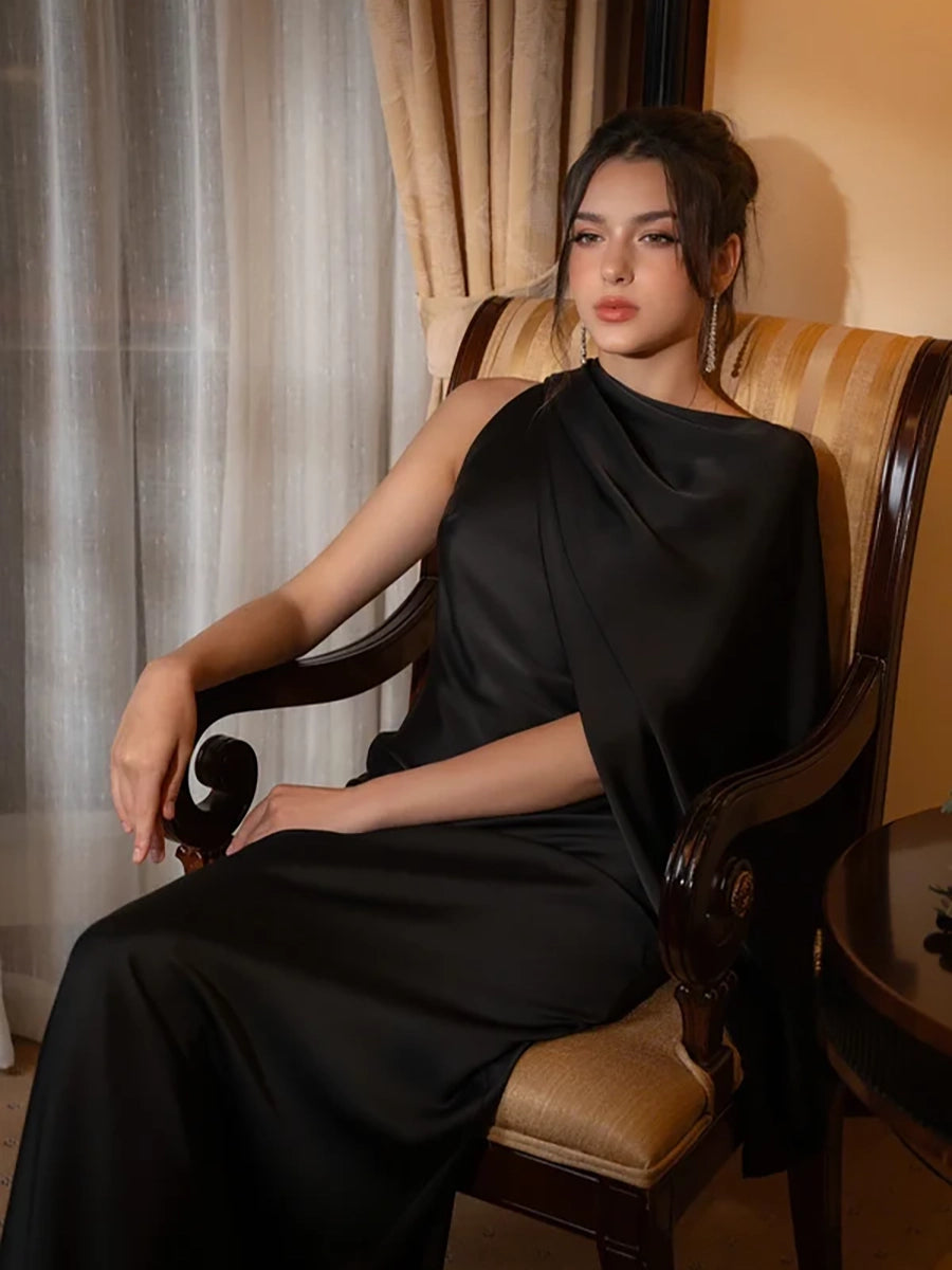 Awziya Satin Elegant Maxi Evening Dress