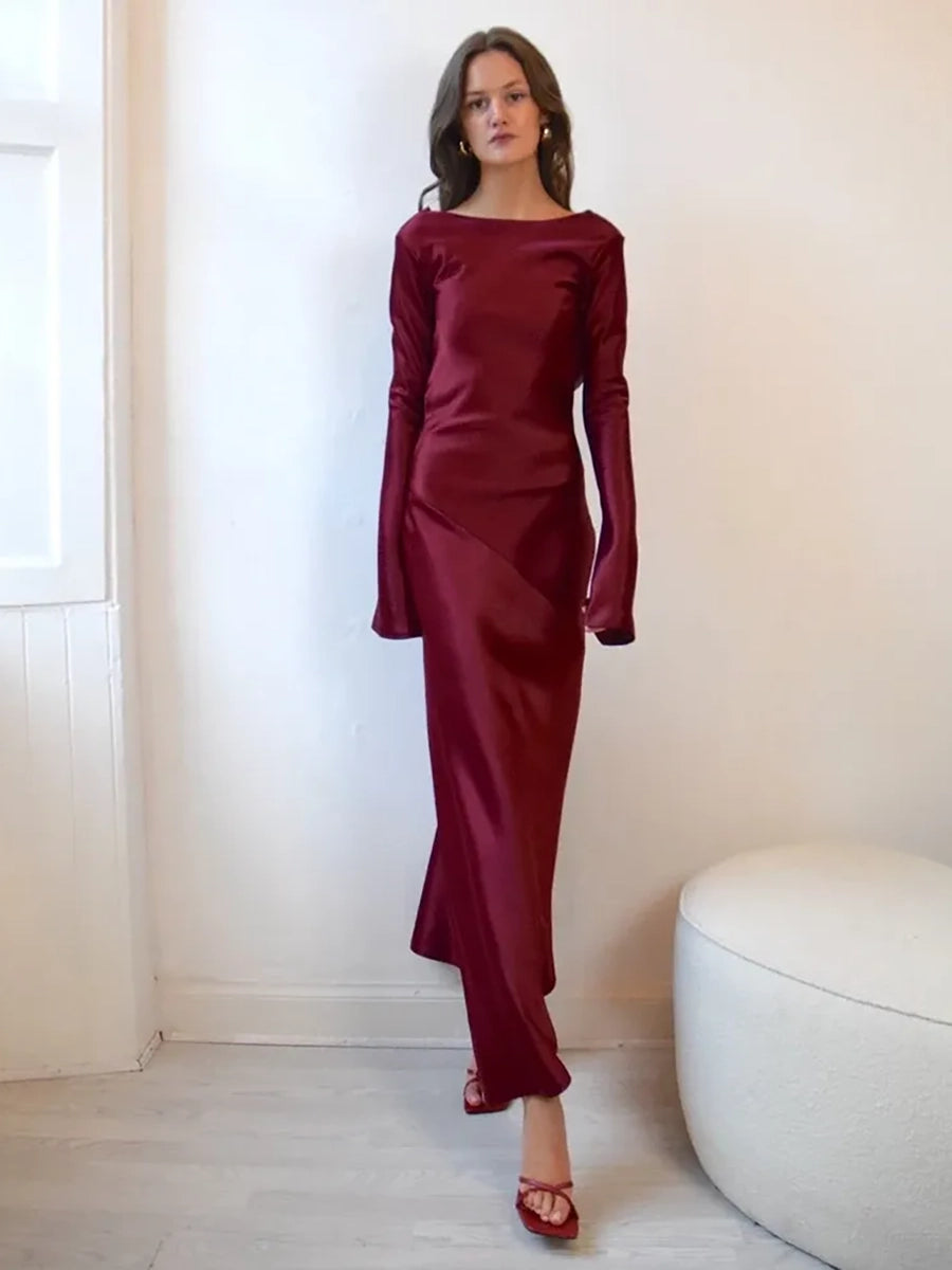Aylin Autumn Evening Backless Long Sleeve Dress