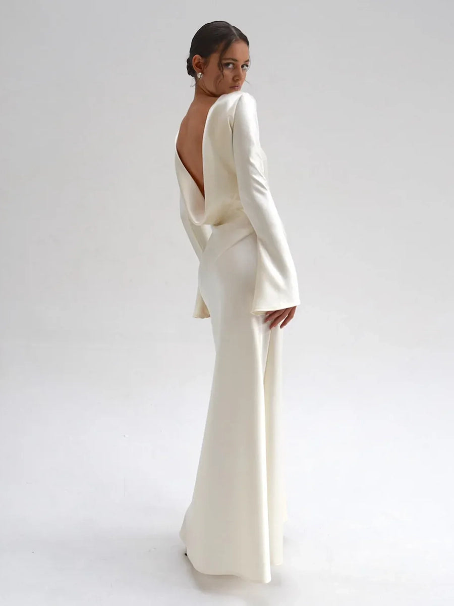 Aylin Autumn Evening Backless Long Sleeve Dress