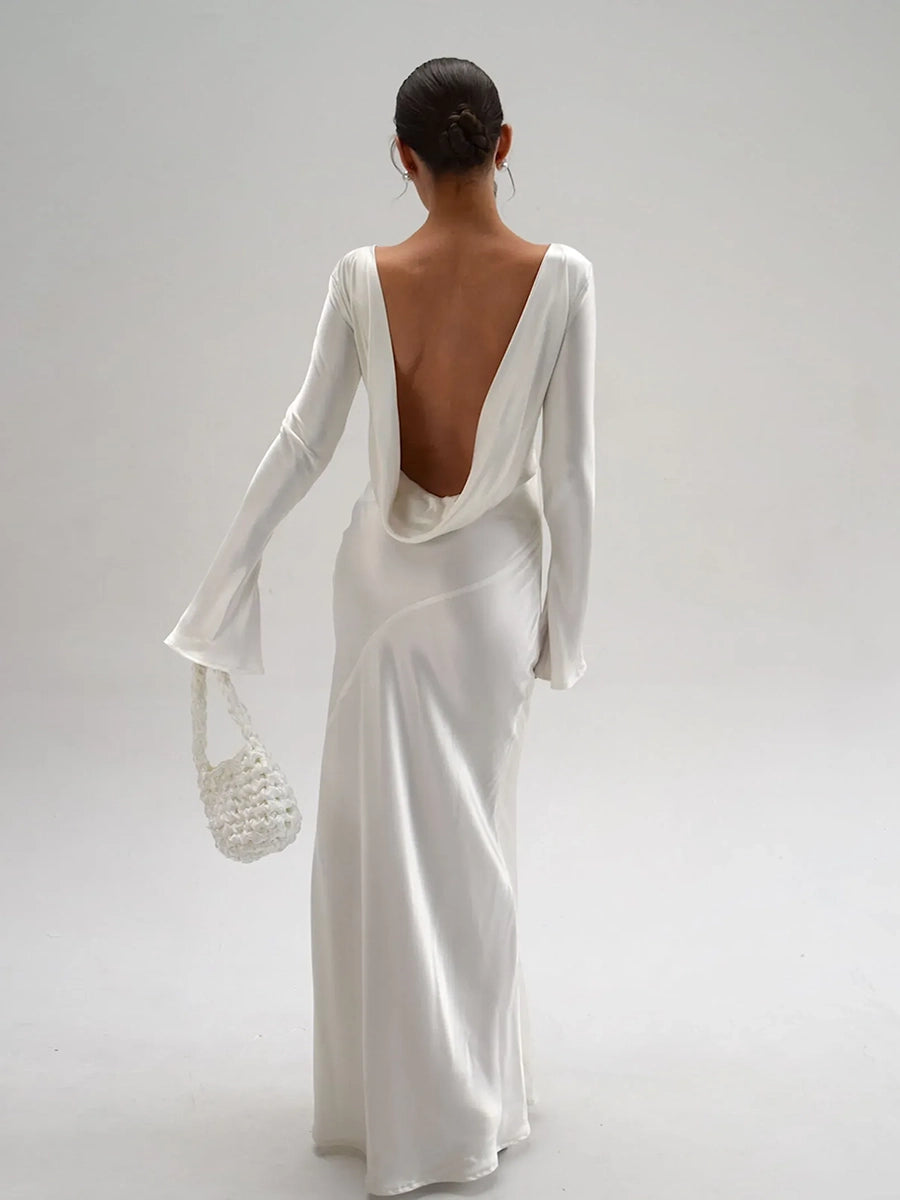 Aylin Autumn Evening Backless Long Sleeve Dress