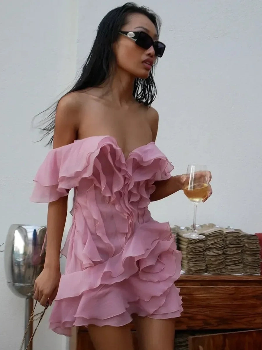 Aytlyn Off Shoulder V-Neck Mini Dress