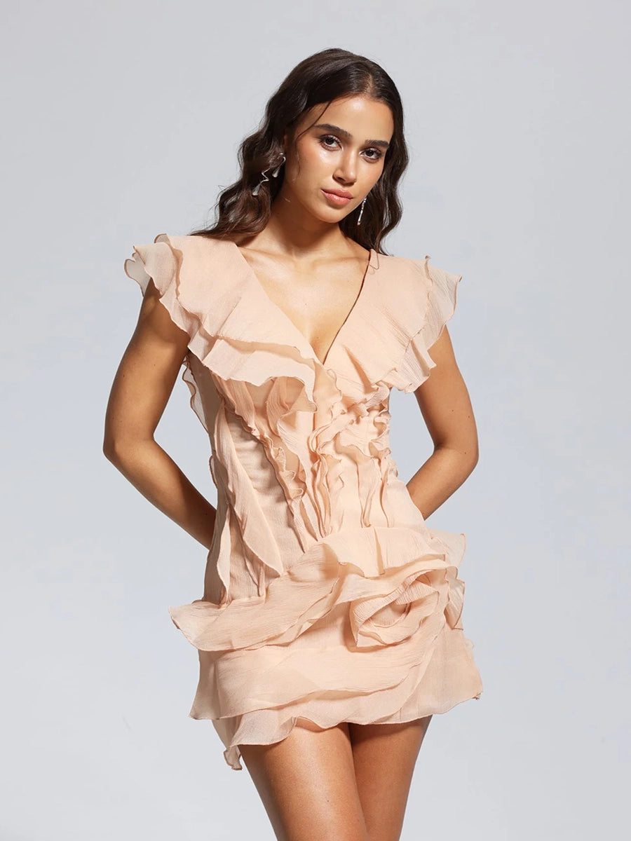 Aytlyn Off Shoulder V-Neck Mini Dress