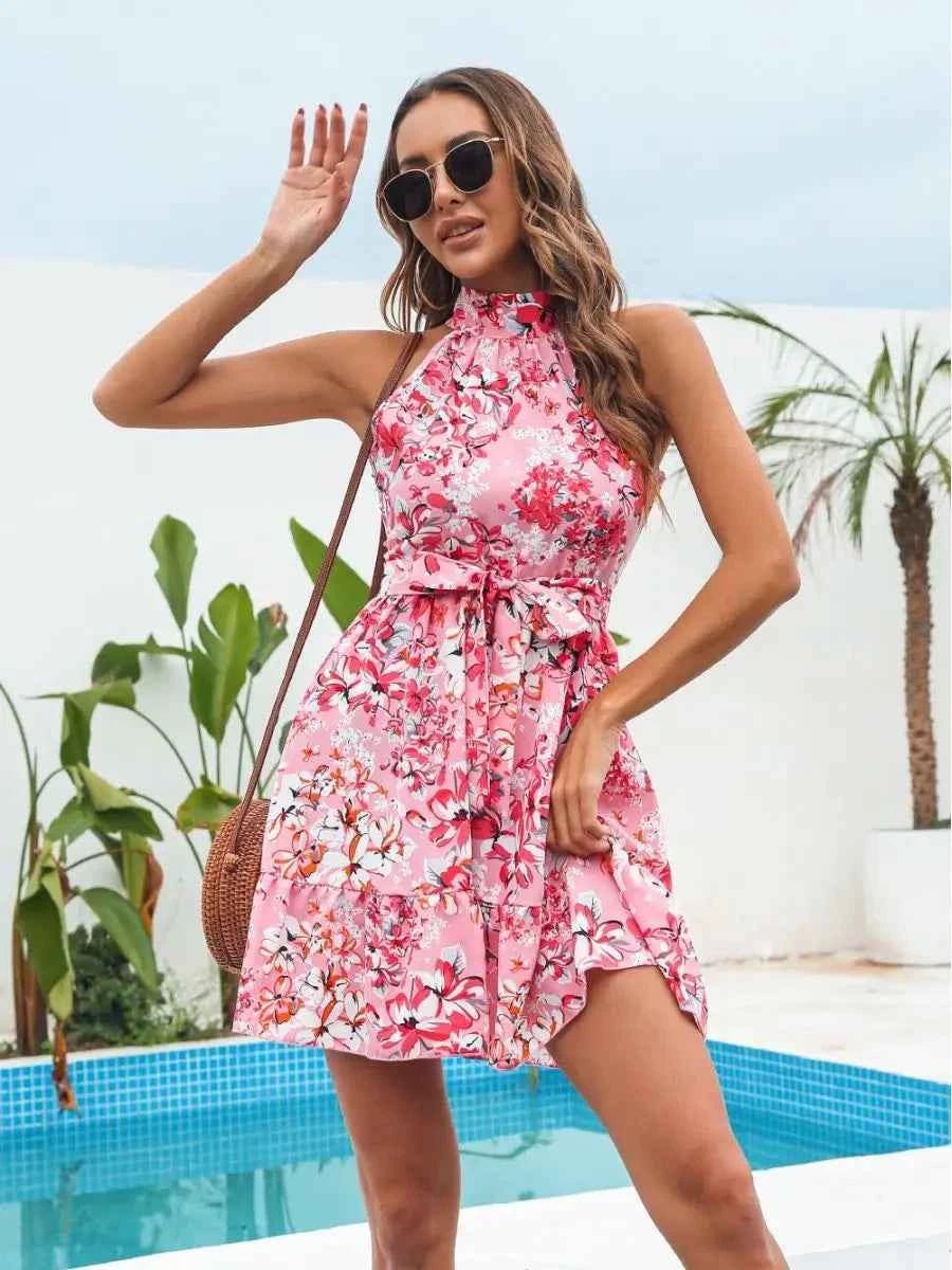 Abbey Flowers Print Halterneck Dressmini dressCelidiorCelidiorCJLY201135811KPnull