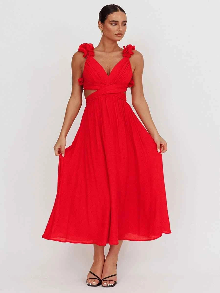 Abella Casual Backless Cross Strap Dress