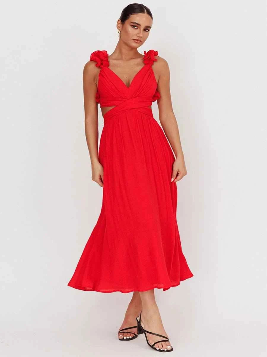 Abella Casual Backless Cross Strap Dress