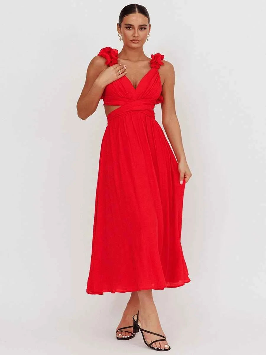 Abella Casual Backless Cross Strap Dress