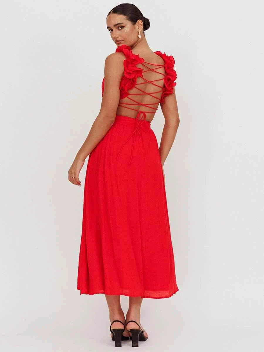 Abella Casual Backless Cross Strap Dress