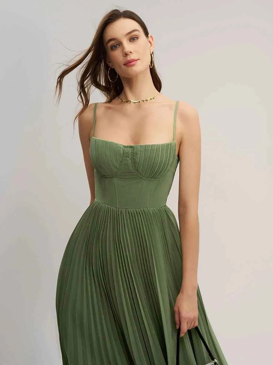 Achery Sling Backless Sleeveless Slim Fit Midi Dress
