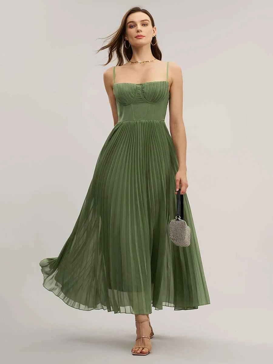 Achery Sling Backless Sleeveless Slim Fit Midi Dress