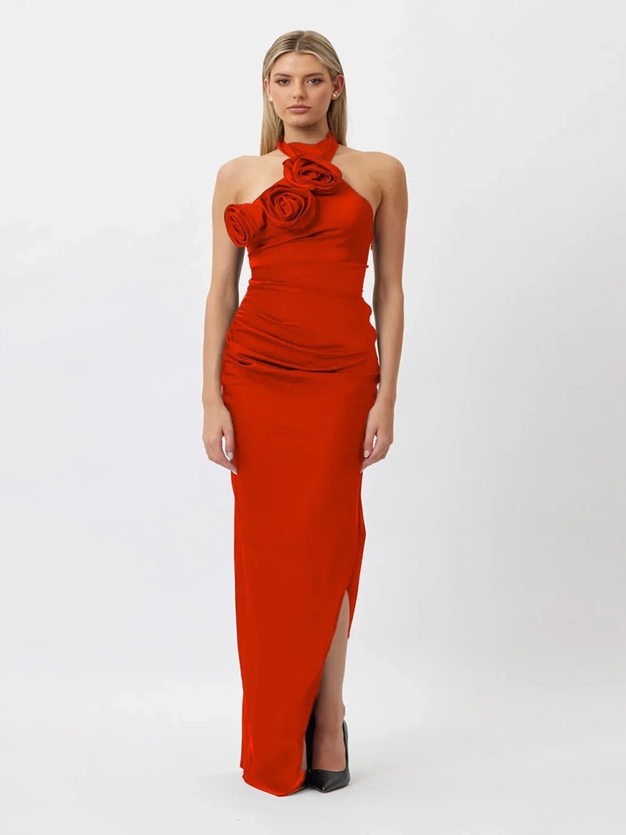 Addie White Ribbon Flower Halter Long High Sense Dressmaxi dressCelidiorCelidiorCJLY226676409IRnull