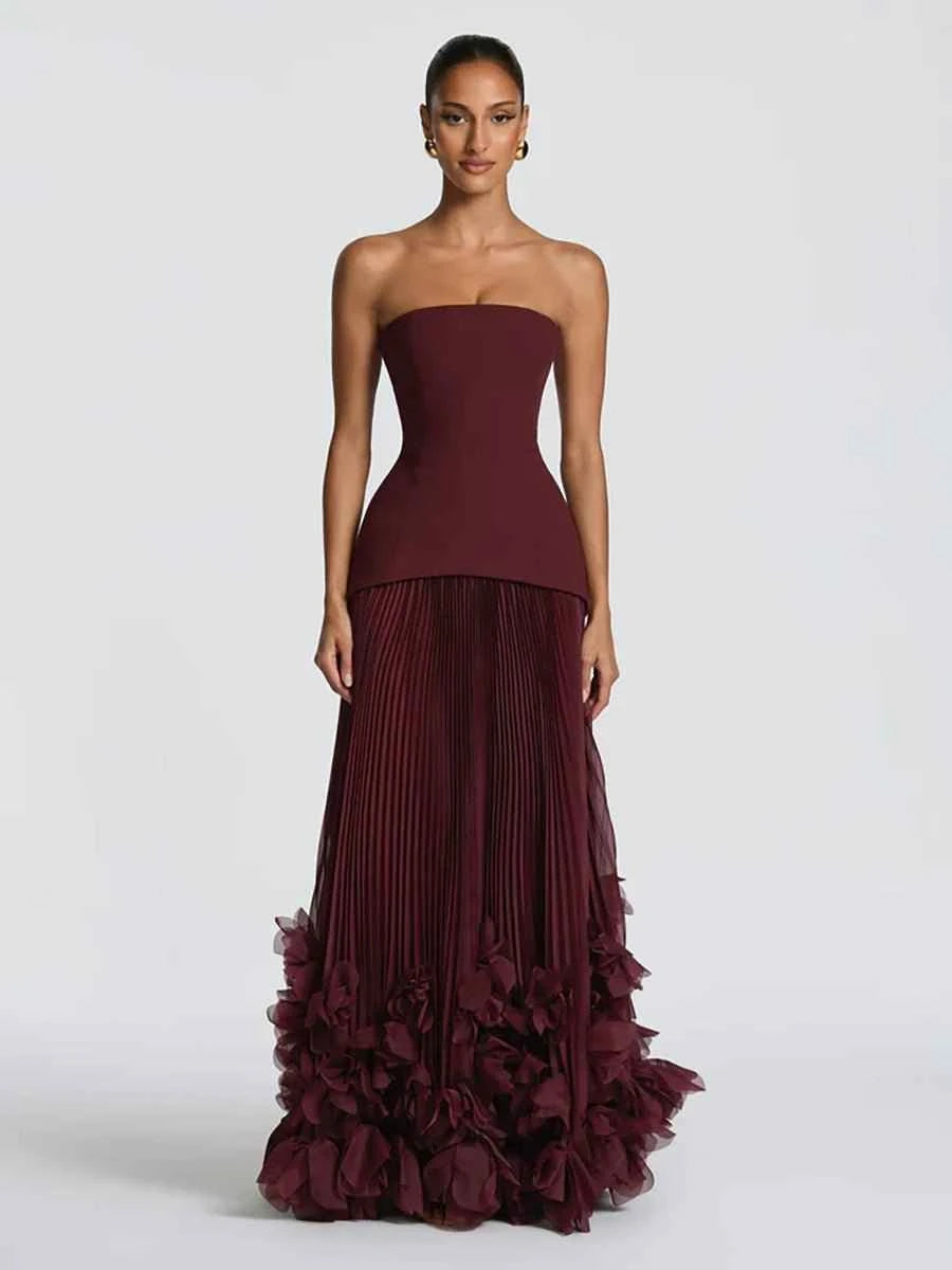 Adela Three-dimensional Petal Style Strapless Dress