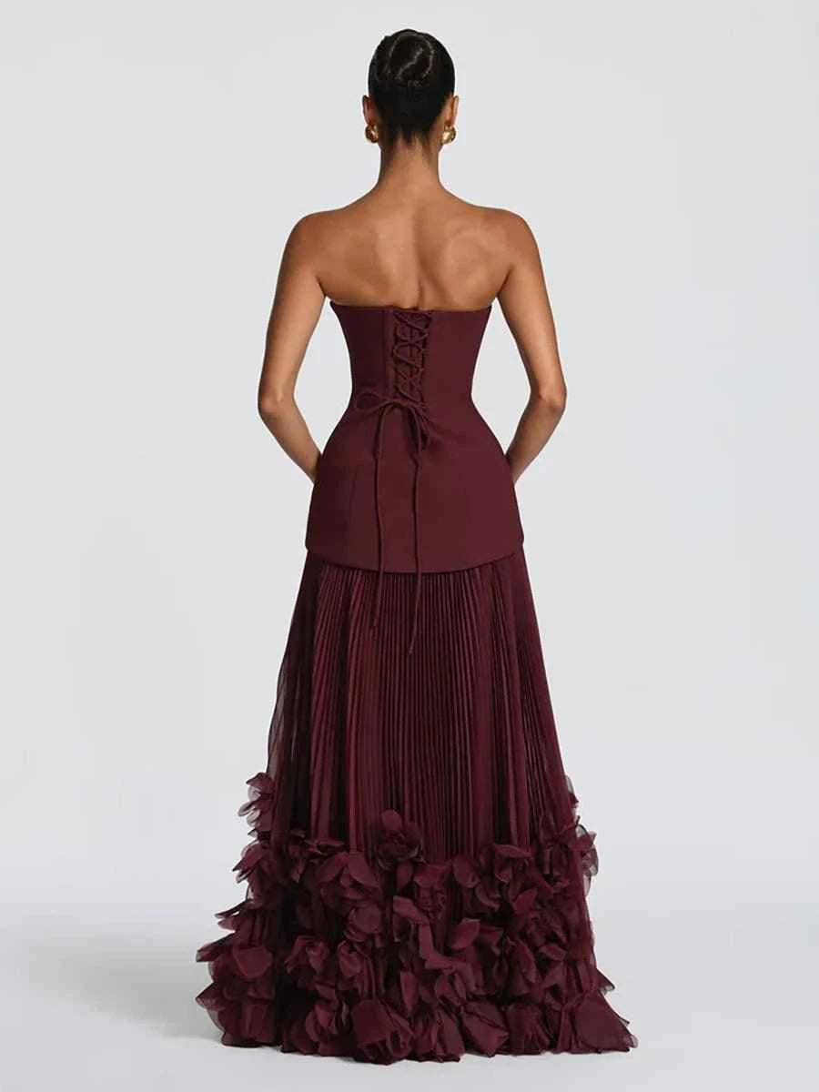 Adela Three-dimensional Petal Style Strapless Dress