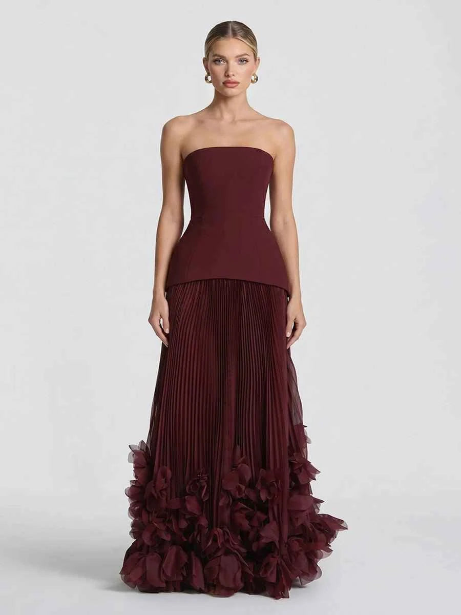 Adela Three-dimensional Petal Style Strapless Dress