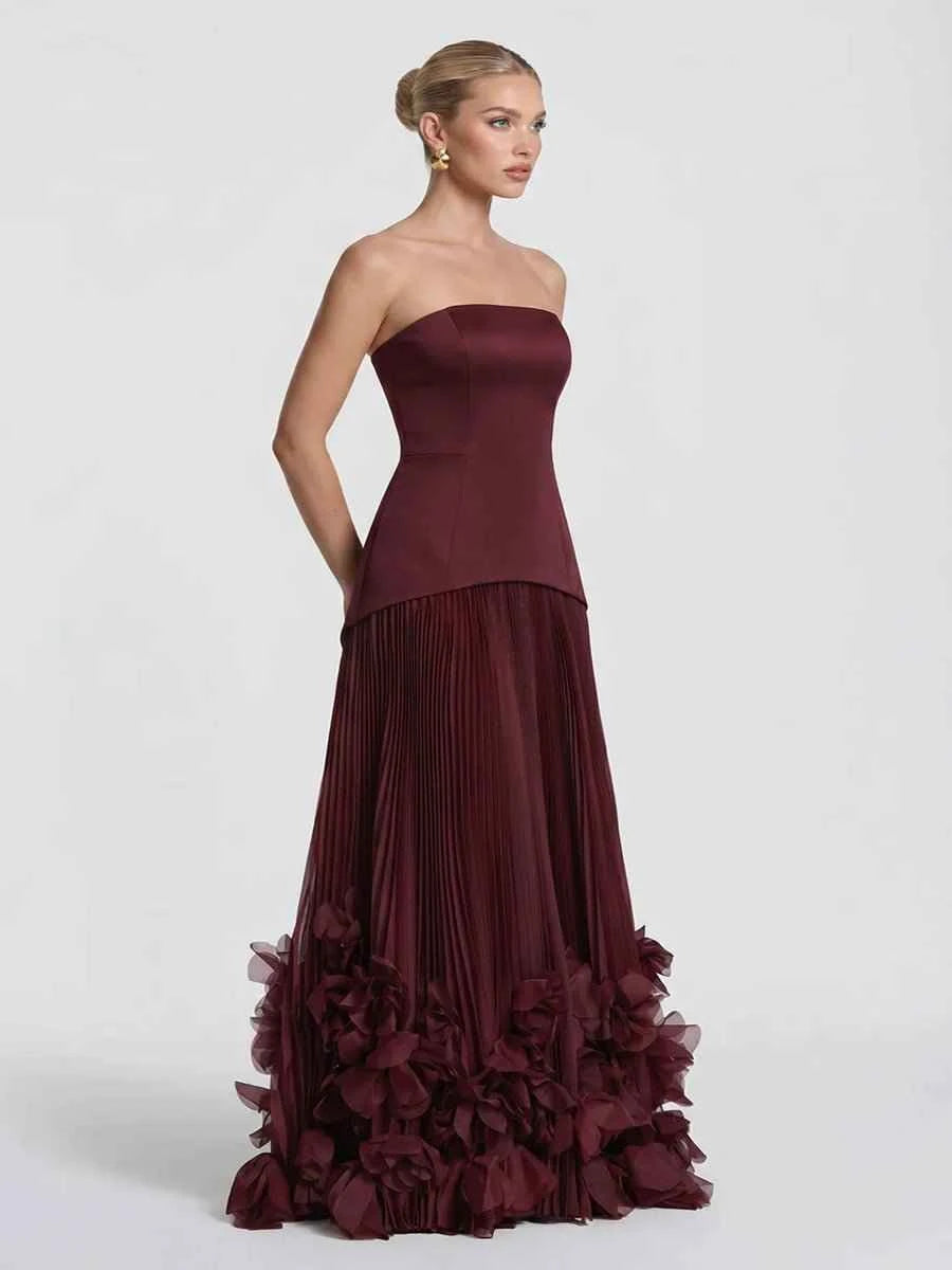 Adela Three-dimensional Petal Style Strapless Dress