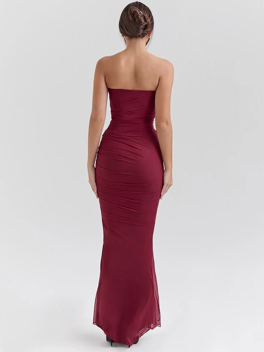 Aegle Women's Tube Top Sheath Slim Fit Maxi Dress - Celidior