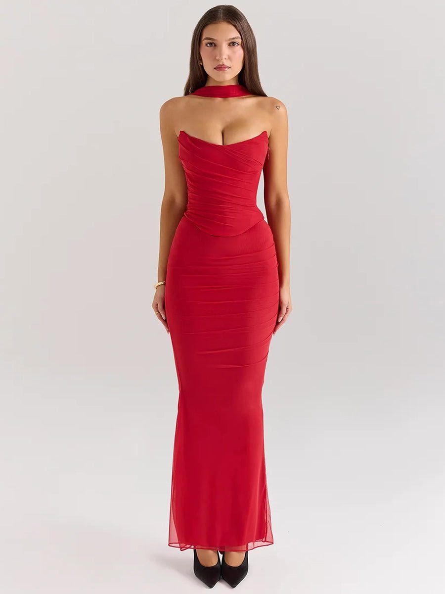 Aegle Women's Tube Top Sheath Slim Fit Maxi Dress - Celidior
