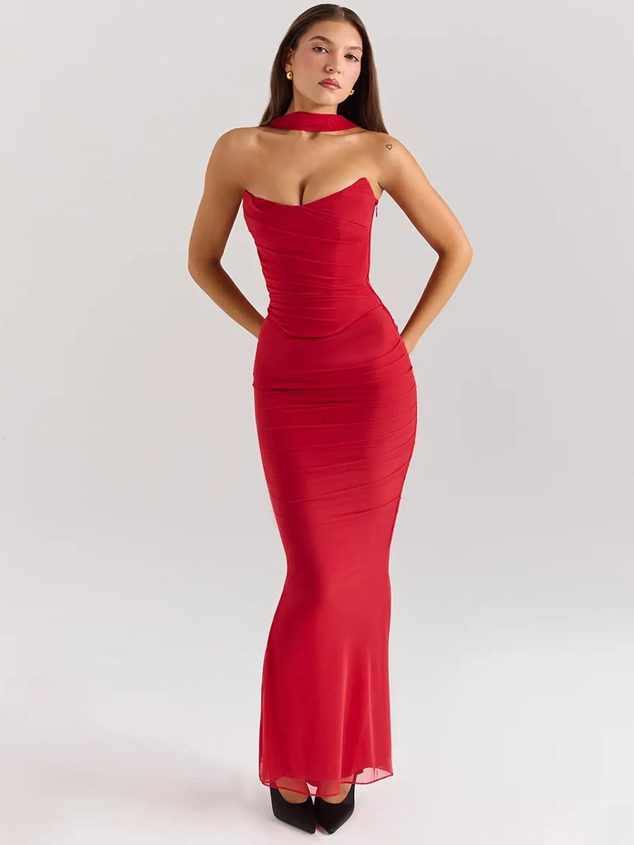 Aegle Women's Tube Top Sheath Slim Fit Maxi Dress - Celidior