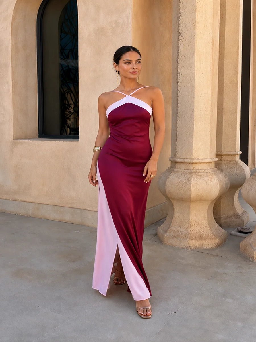 Aeunice Sleeveless Color Block Halter Dressmaxi dressCelidiorCelidiorCJLY297450101AZnull