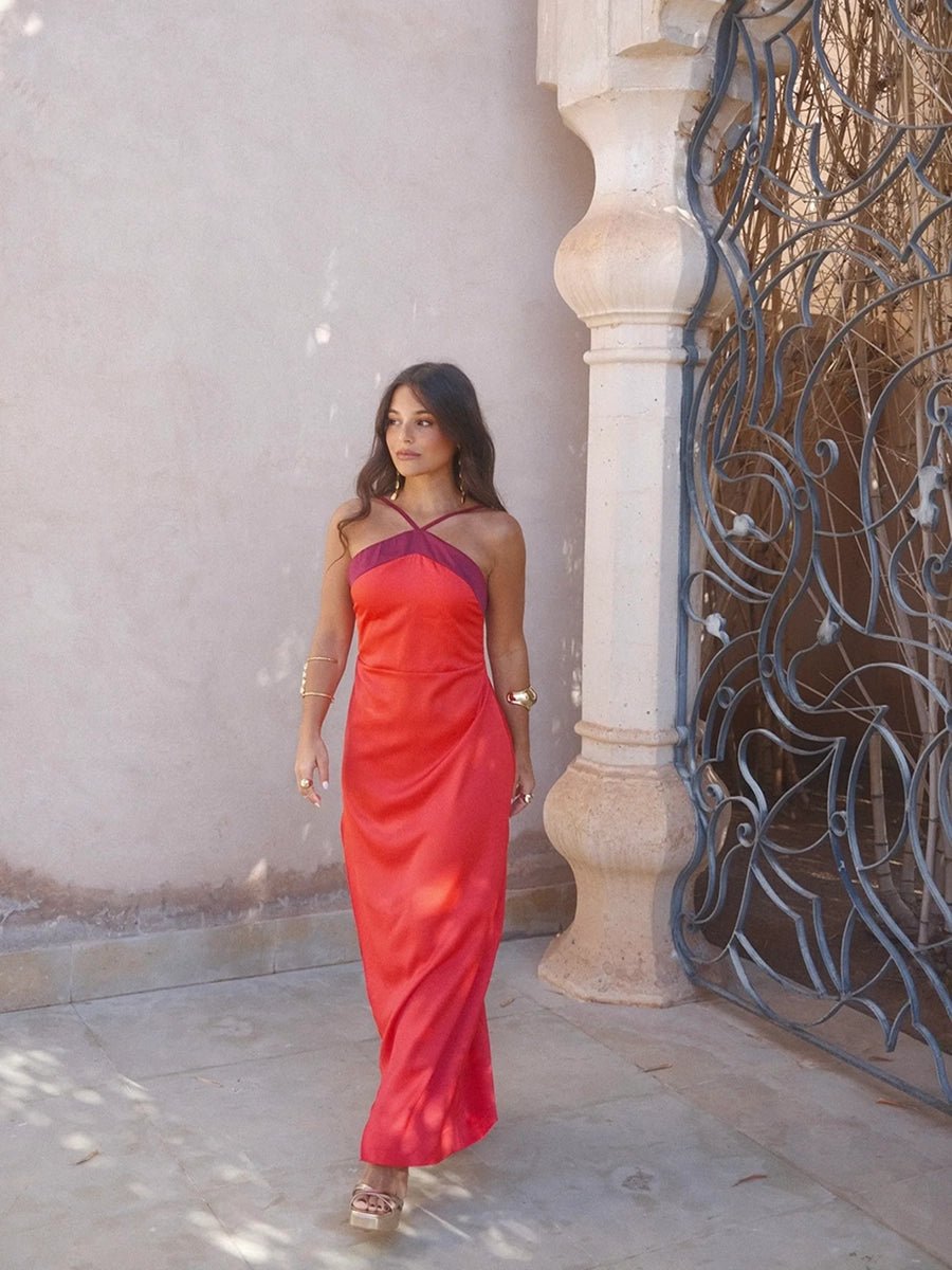 Aeunice Sleeveless Color Block Halter Dressmaxi dressCelidiorCelidiorCJLY297450101AZnull