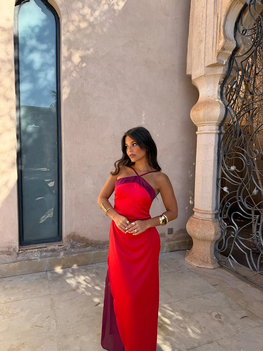 Aeunice Sleeveless Color Block Halter Dressmaxi dressCelidiorCelidiorCJLY297450101AZnull