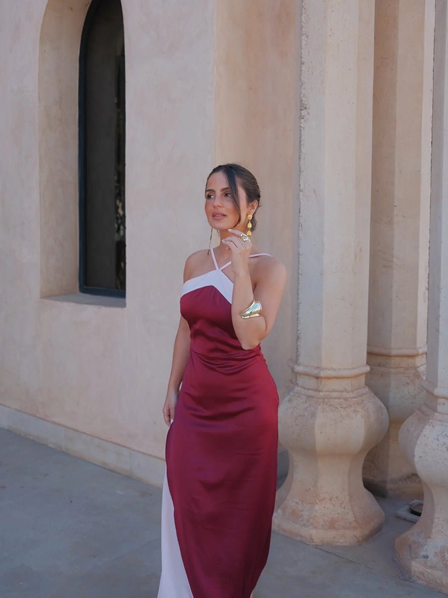 Aeunice Sleeveless Color Block Halter Dressmaxi dressCelidiorCelidiorCJLY297450101AZnull