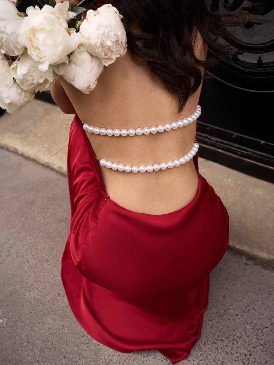 Akelsey Satin Sexy V-Neck Pearl Backless Halter Dressmaxi dressCelidiorCelidiorCJLY258430105EVnull