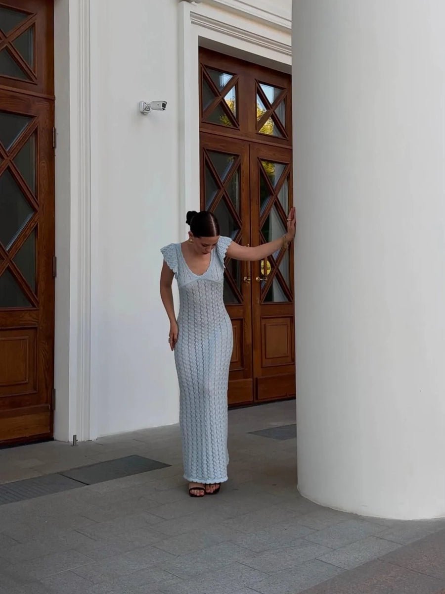 Akusum Sleeveless Crocheted Openwork Design V-Neck Dressmaxi dressCelidiorCelidiorCJLY336689401AZnull
