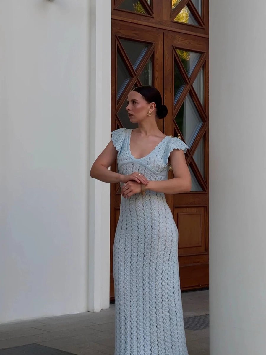 Akusum Sleeveless Crocheted Openwork Design V-Neck Dressmaxi dressCelidiorCelidiorCJLY336689401AZnull