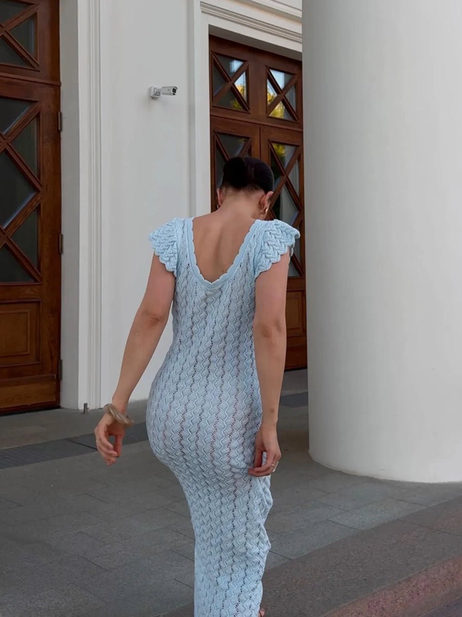 Akusum Sleeveless Crocheted Openwork Design V-Neck Dressmaxi dressCelidiorCelidiorCJLY336689401AZnull