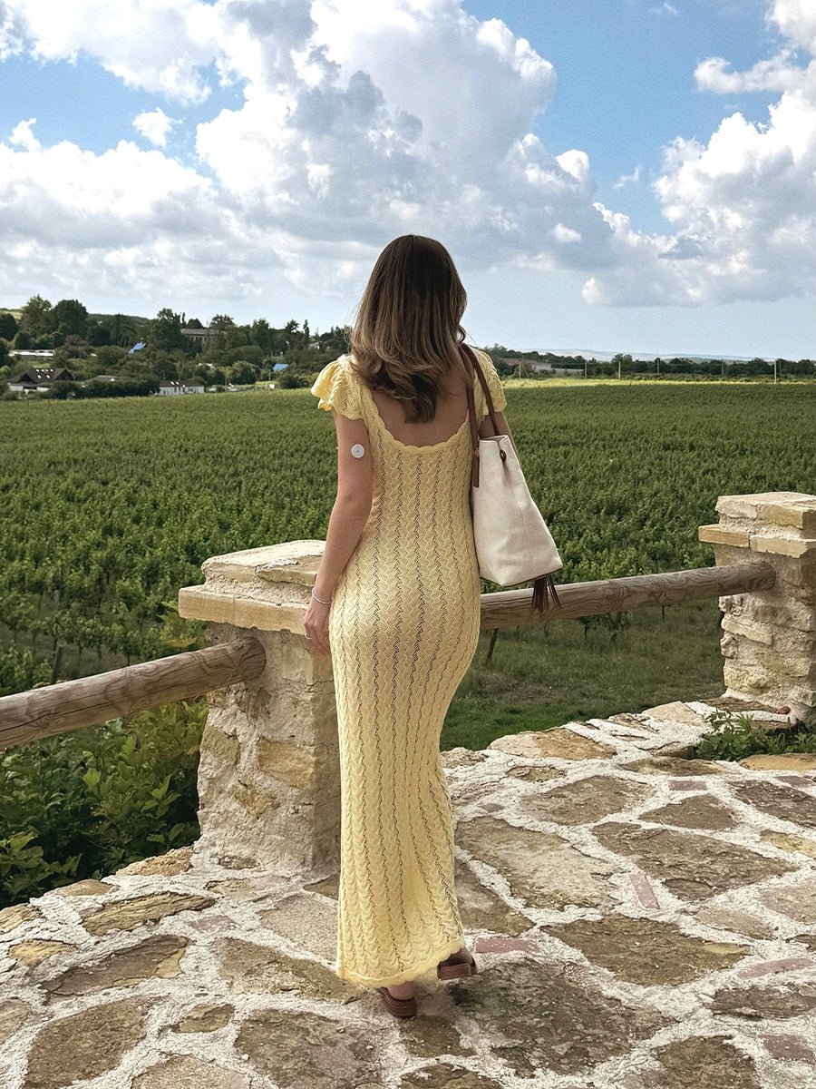 Akusum Sleeveless Crocheted Openwork Design V-Neck Dressmaxi dressCelidiorCelidiorCJLY336689407GTnull