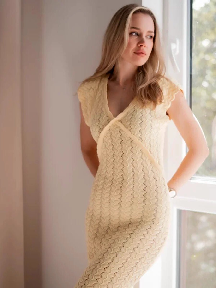 Akusum Sleeveless Crocheted Openwork Design V-Neck Dressmaxi dressCelidiorCelidiorCJLY336689407GTnull
