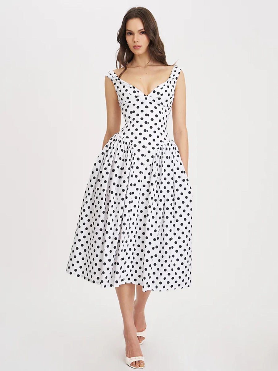 Alind Polkan Dot Strap Elegant Party Dressmidi dressCelidiorCelidiorCJLY287124301AZnull