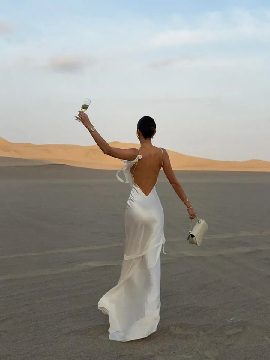 Amita Backless White Suspender Flower Dressmaxi dressCelidiorCelidiorCJLY227422901AZ