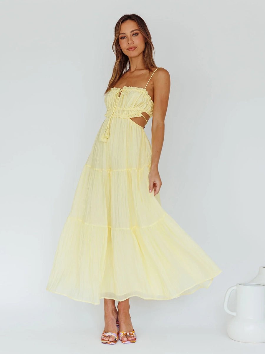 Aneurin Hollow Backless Stitching Big Swing Dressmidi dressCelidiorCelidiorCJLY202033505EVnull